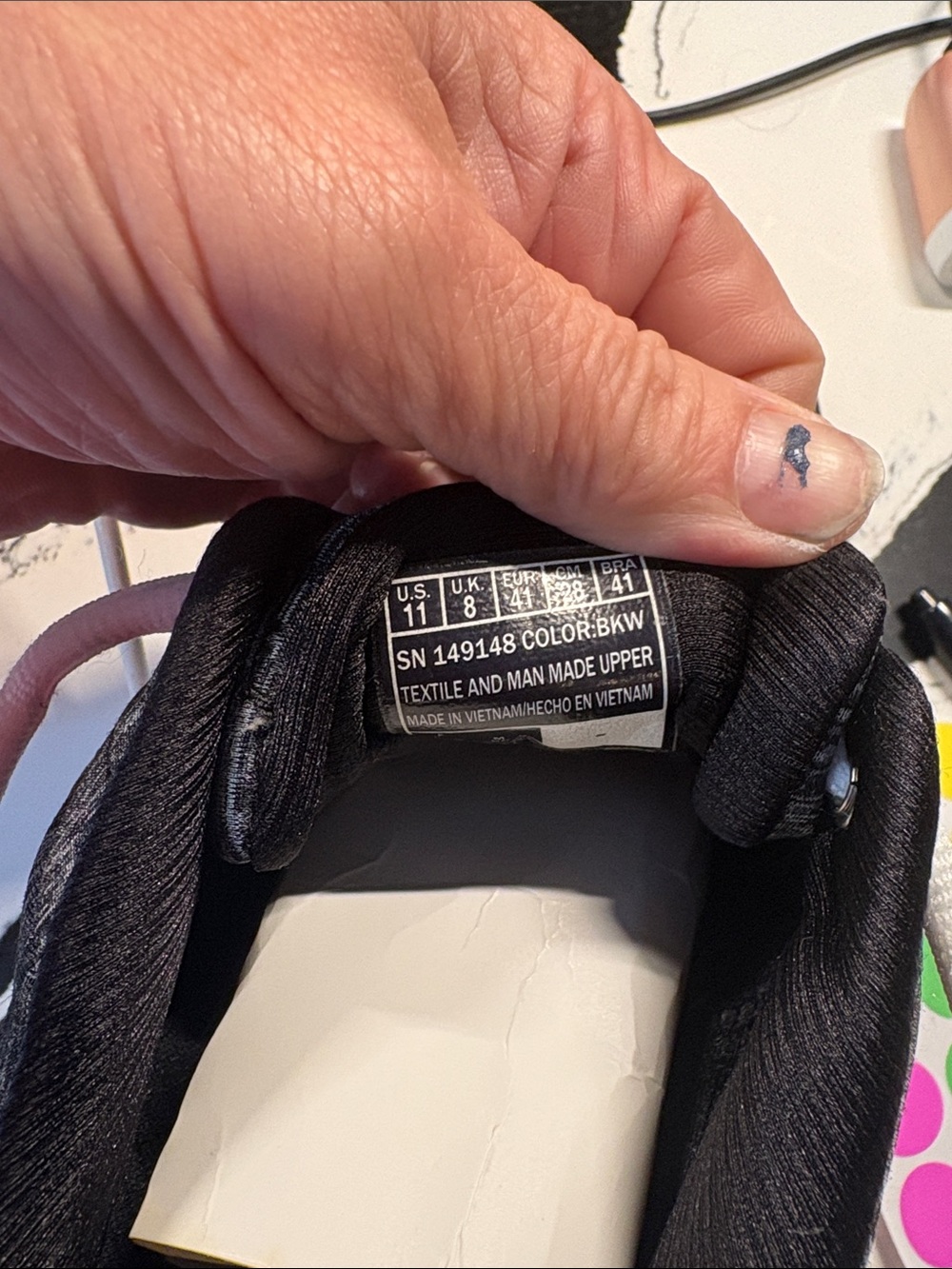 Skechers Women’s Black Heathered Knit Athletic Sneakers with White Accents - Picture 6 of 7